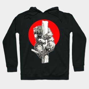 American bear perched on a tree trunk Hoodie